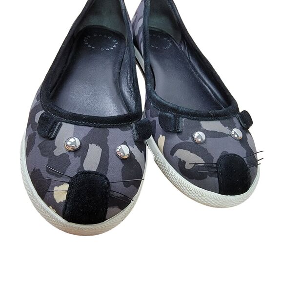 Marc Jacobs Camo Neutral Black White Gray Mouse Animal Whisker Flats Size 6 - Picture 4 of 7